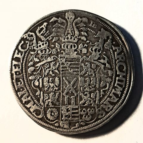 1 талер 1558 Саксония Германия Редкий год AUNC-XF